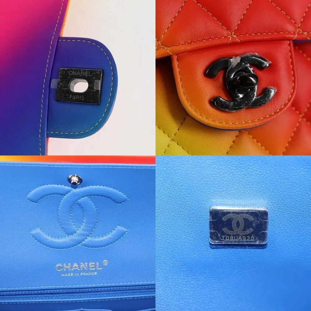 Chanel Matelasse Lambskin Chain Shoulder Bag Rainbow CC